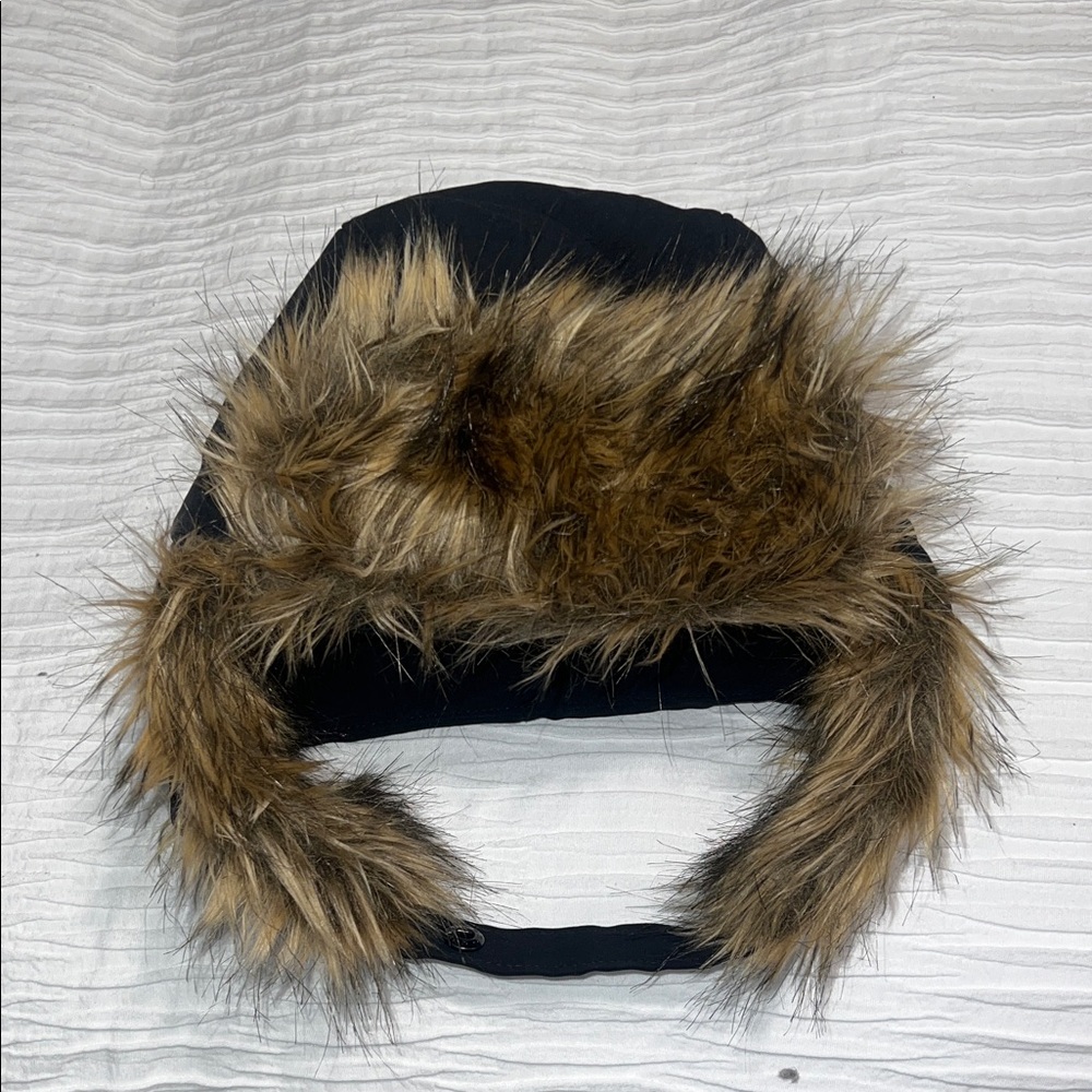 Columbia Faux‎ Fur Trimmed Black Winter Hat